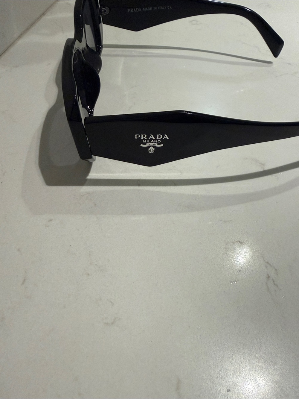 Prada Glossy Black Rectangular Sunglasses - Picture 5 of 14